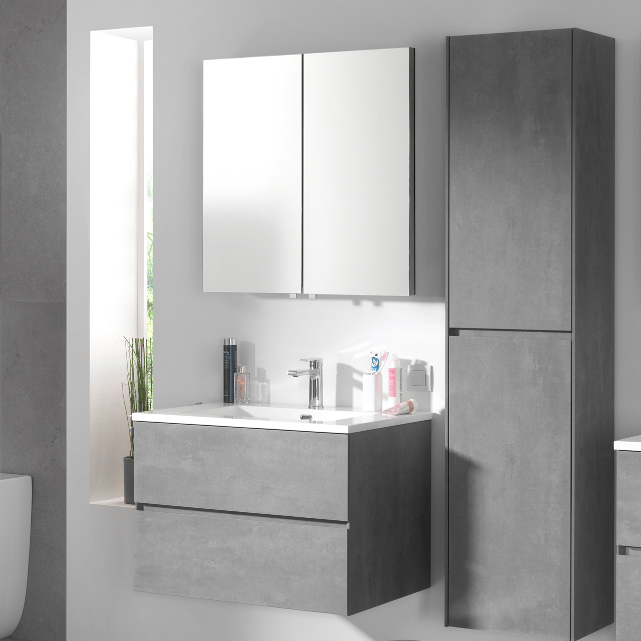 Storke Reflecta spiegelkast 60 x 75 cm beton donkergrijs