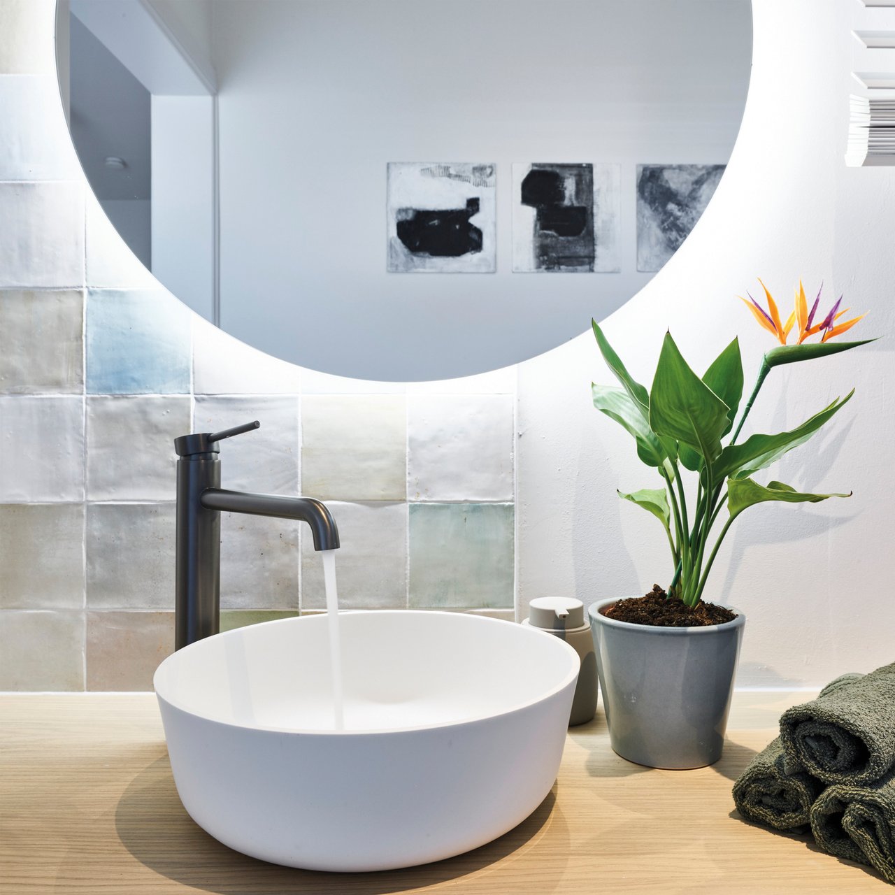 Blaufoss Round robinet de lavabo réhaussé GunMetal brossé