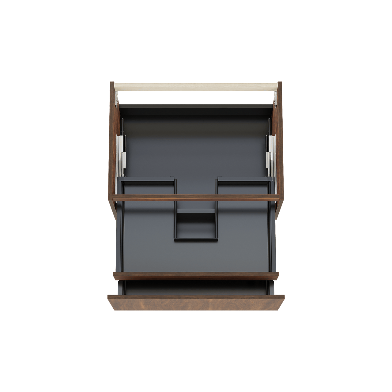 Balmani Sfera hängender Waschbeckenunterschrank: 75 x 55 cm, Amerikanischer Nussbaum, 2 Schubladen