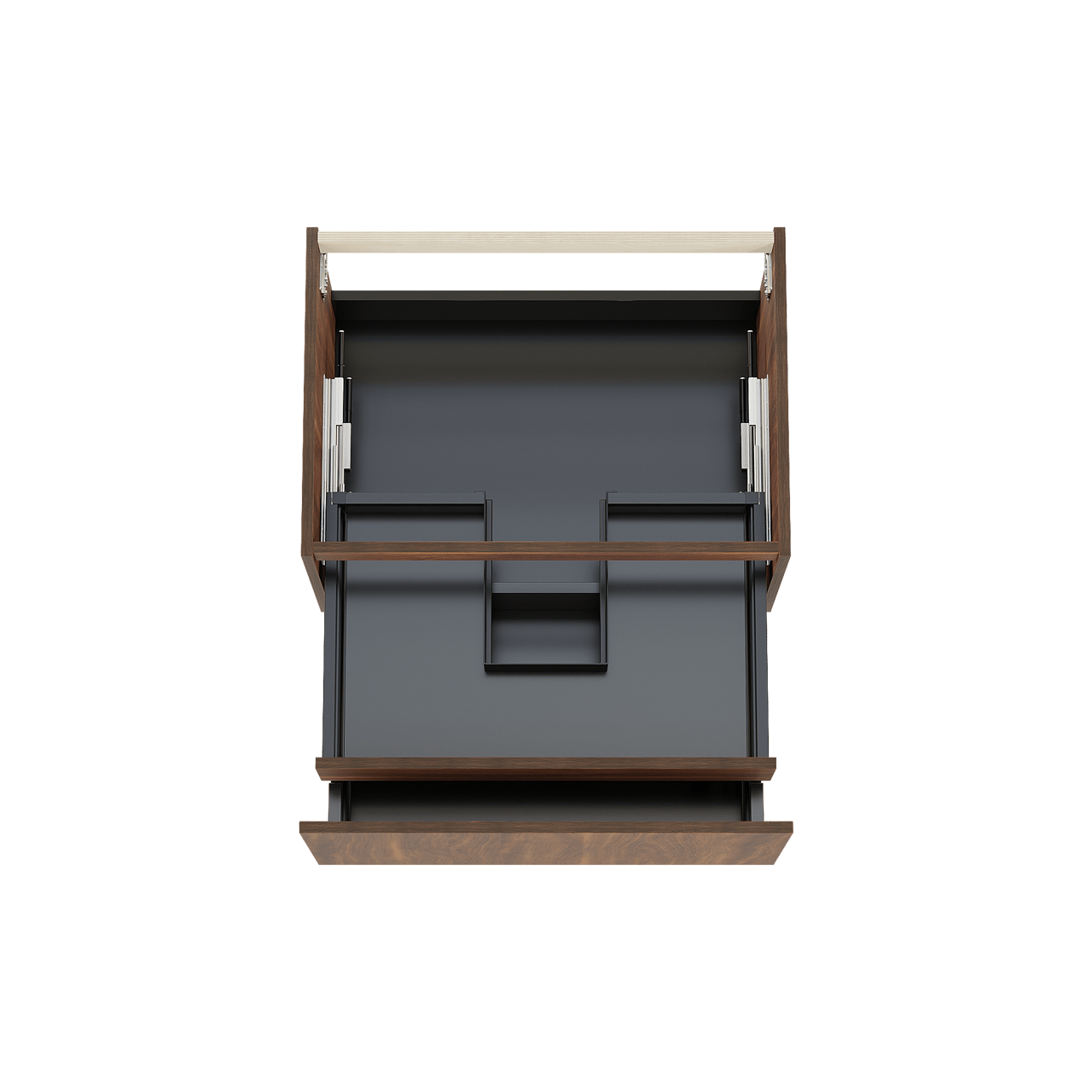 Balmani Sfera hängender Waschbeckenunterschrank: 75 x 55 cm, Amerikanischer Nussbaum, 2 Schubladen