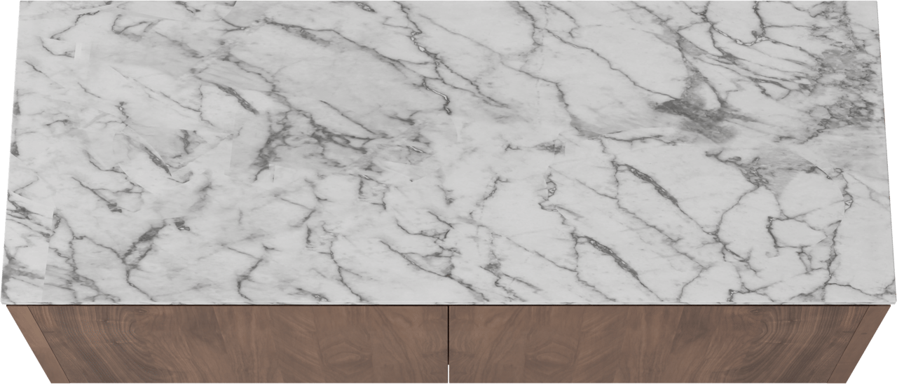 Balmani Eclips hängendes Möbelstück Set: 150 x 55 cm, Amerikanischer Nussbaum, mit Stretto Einzel- oder Doppel Waschtischplatte Carrara-Marmor