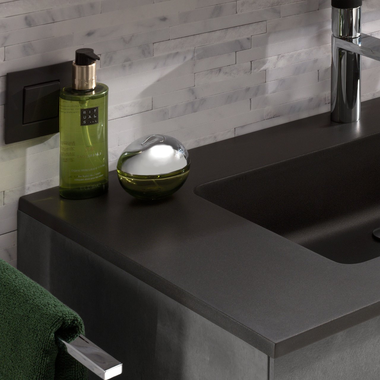 Storke Scuro enkele wastafel mat kwarts 95 x 52 cm