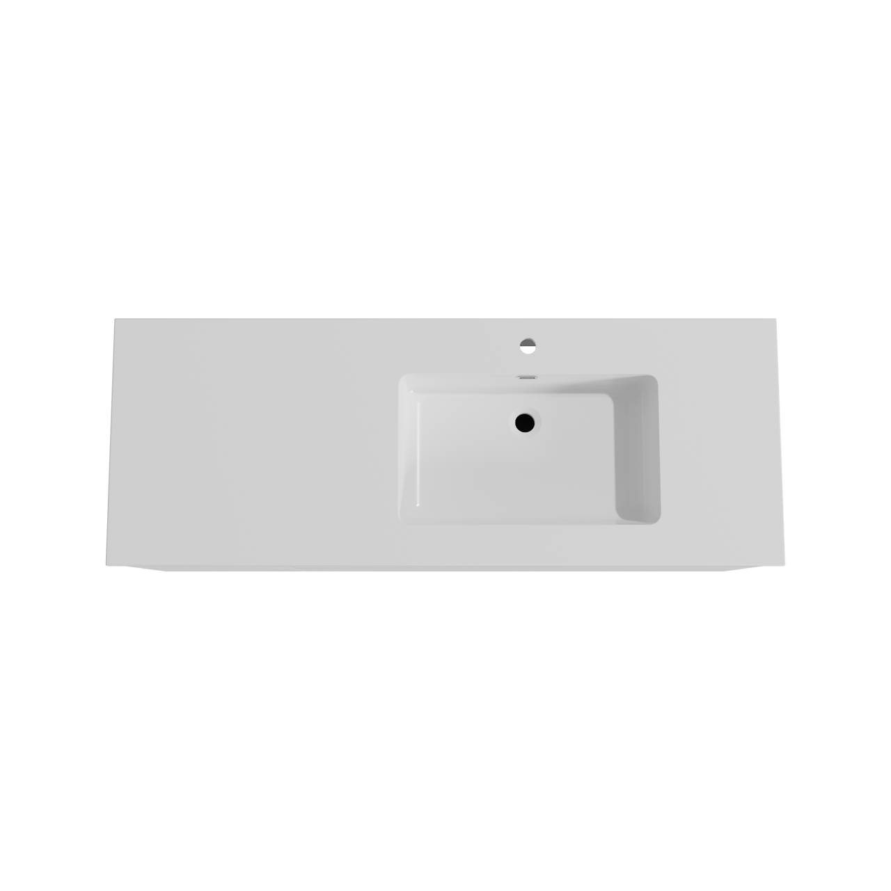 Storke Edge meuble salle de bains suspendu 140 x 52 cm blanc mat avec Diva plan vasque asymétrique à droite en marbre composite blanc brillant