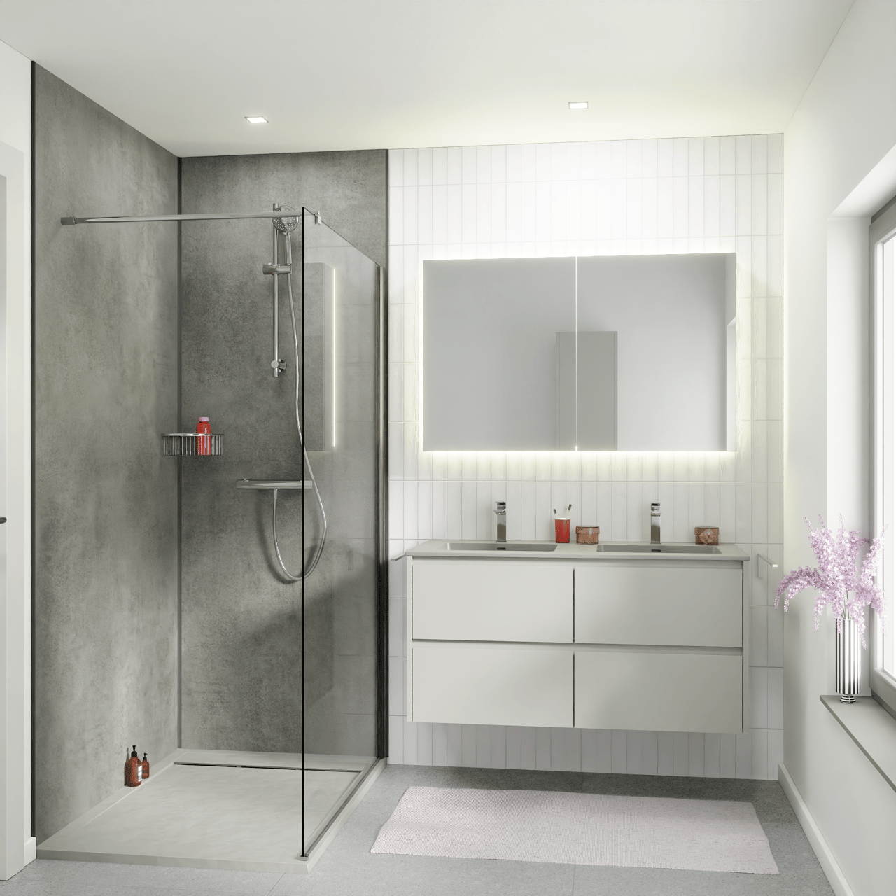 Luca Varess Groovy douchewandbekleding set 2 x 120x260 cm, SPC, Colorado Grey