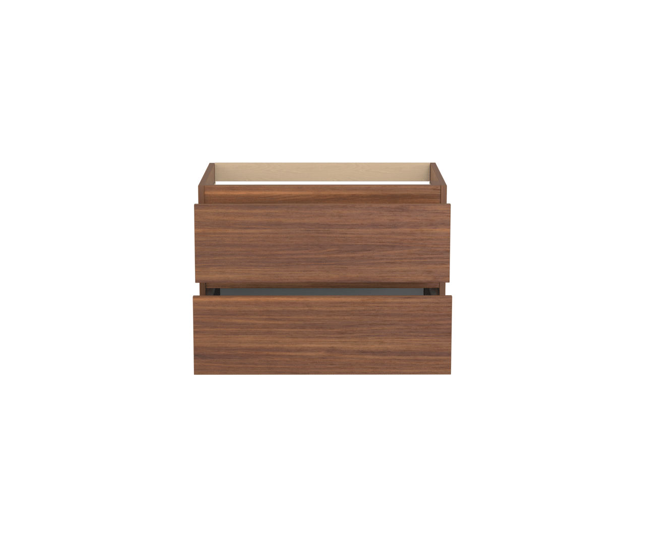 Balmani Lucida hängender Waschbeckenunterschrank: 75 x 55 cm, Amerikanischer Nussbaum, 2 Schubladen