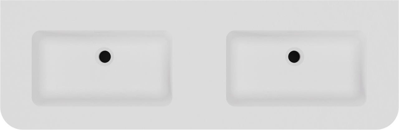 Storke Soft zwevend badmeubel 140 x 46 cm notenhout met Mata Soft dubbele wastafel in solid surface mat wit, Verticale symmetrische rechte ribbel