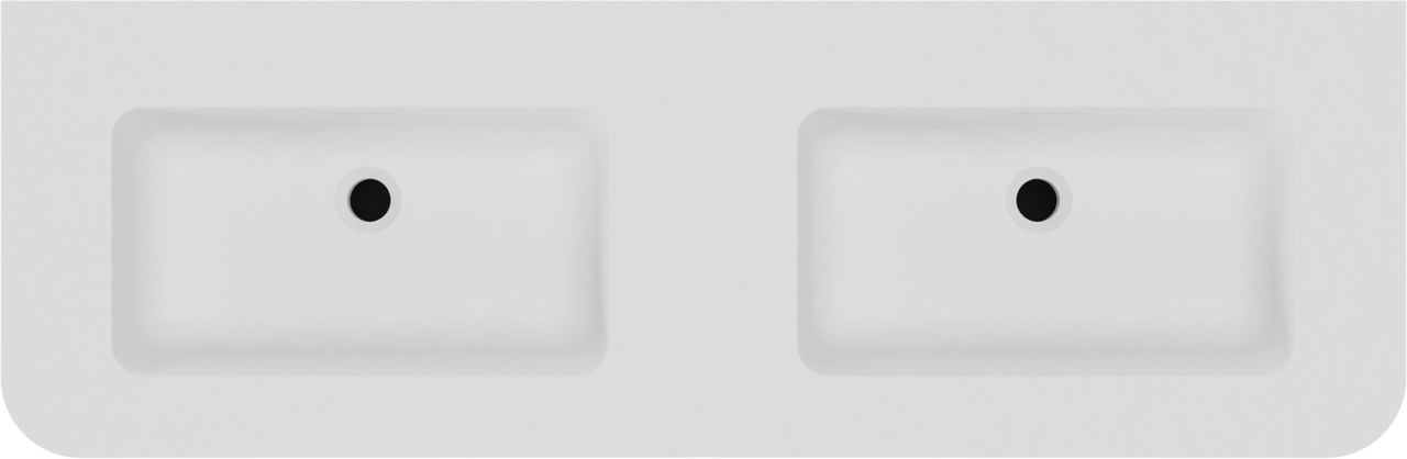 Storke Soft meuble salle de bains suspendu 140 x 46 cm noyer avec Mata Soft double vasque en Solid Surface blanc mat, Nervure droite symétrique verticale