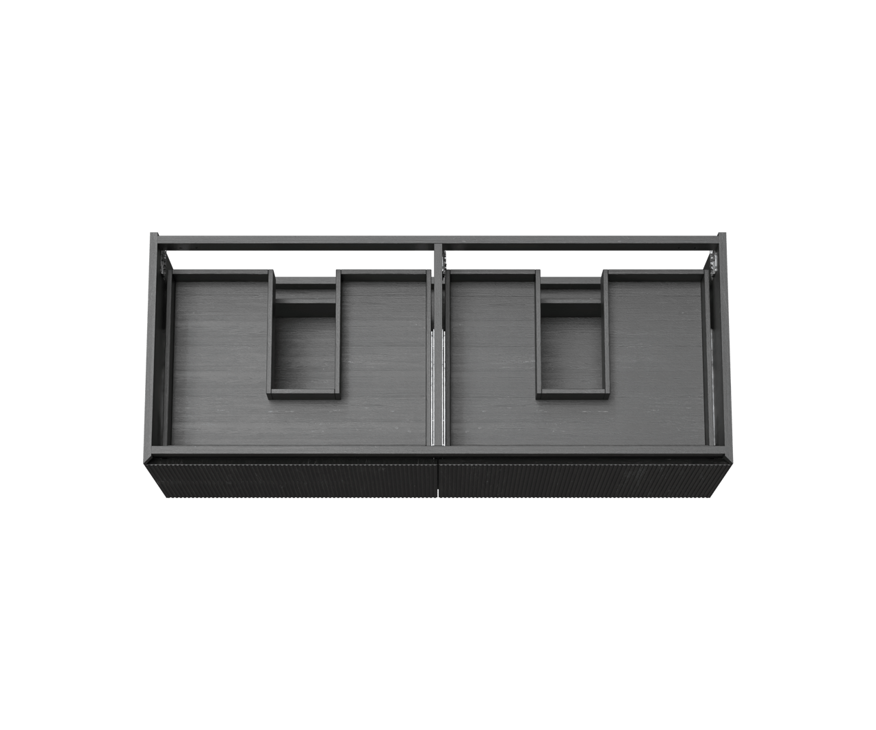 Balmani Fila hängender Waschbeckenunterschrank: 135 x 55 cm, Eiche Schwarz, Furnierholz, 4 Schubladen