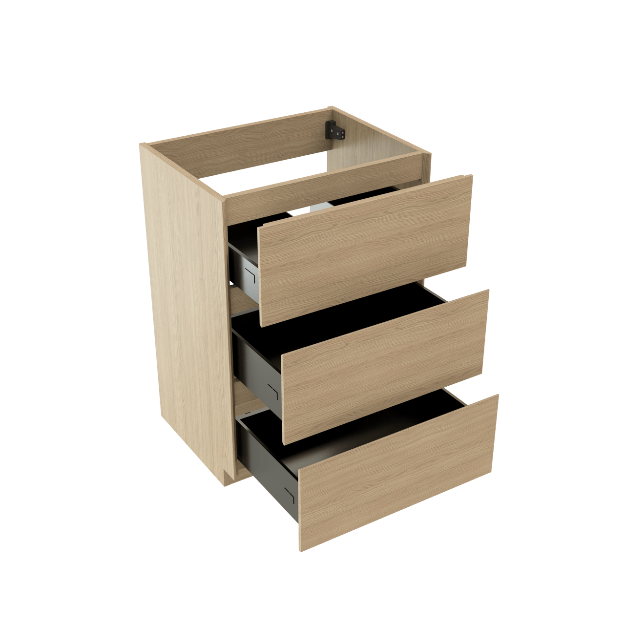 Storke Edge stehender Bad-Unterschrank 60 x 46 cm Eiche natur 3 Schubladen