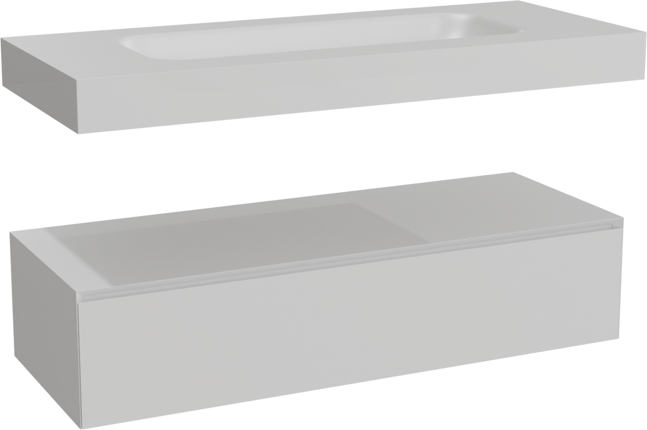 Balmani Mitra Elements meuble salle de bains suspendu 135 x 55 cm blanc mat avec Arcato lavabo simple pour 2 trous de robinet en solid surface blanc mat