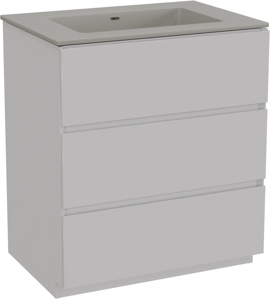 Storke Edge staand badkamermeubel 75 x 52 cm glanzend wit met Diva enkele wastafel in top solid zijdegrijs