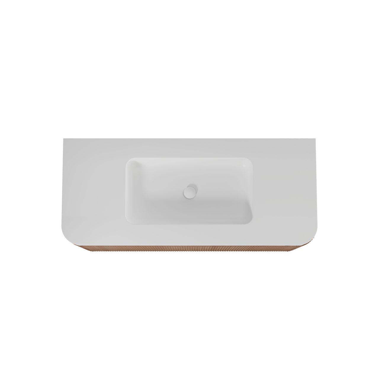 Balmani Moon zwevend badmeubel 130 x 55 cm naturel eiken met Moon enkele wastafel in solid surface mat wit, Verticale symmetrische rechte ribbel