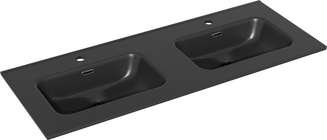 Linie Baro double vasque porcelaine Noir Mat 120 x 46 cm