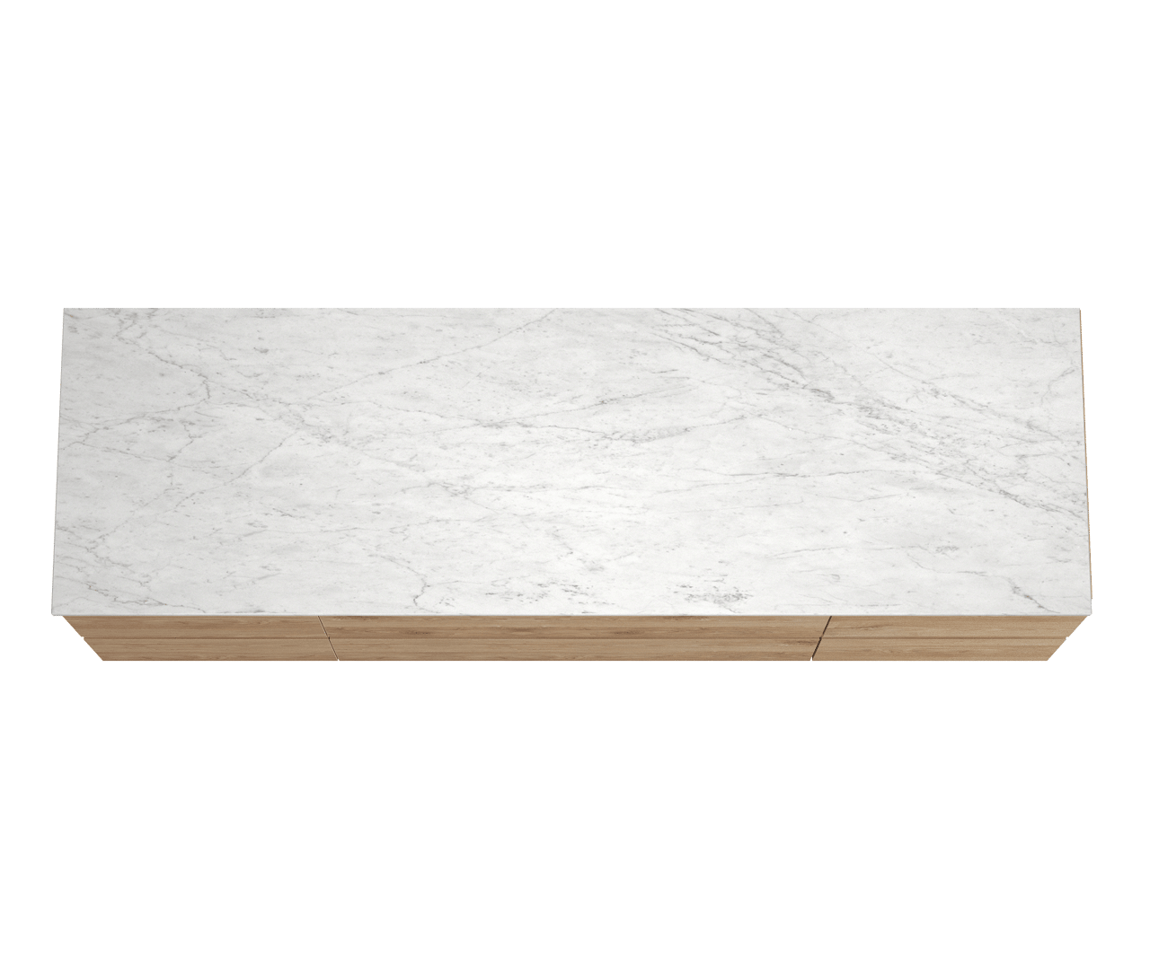 Balmani Lucida zwevend badkamermeubel 180 x 55 cm ruwe eik met Stretto enkel of dubbel tablet in marmer carrara
