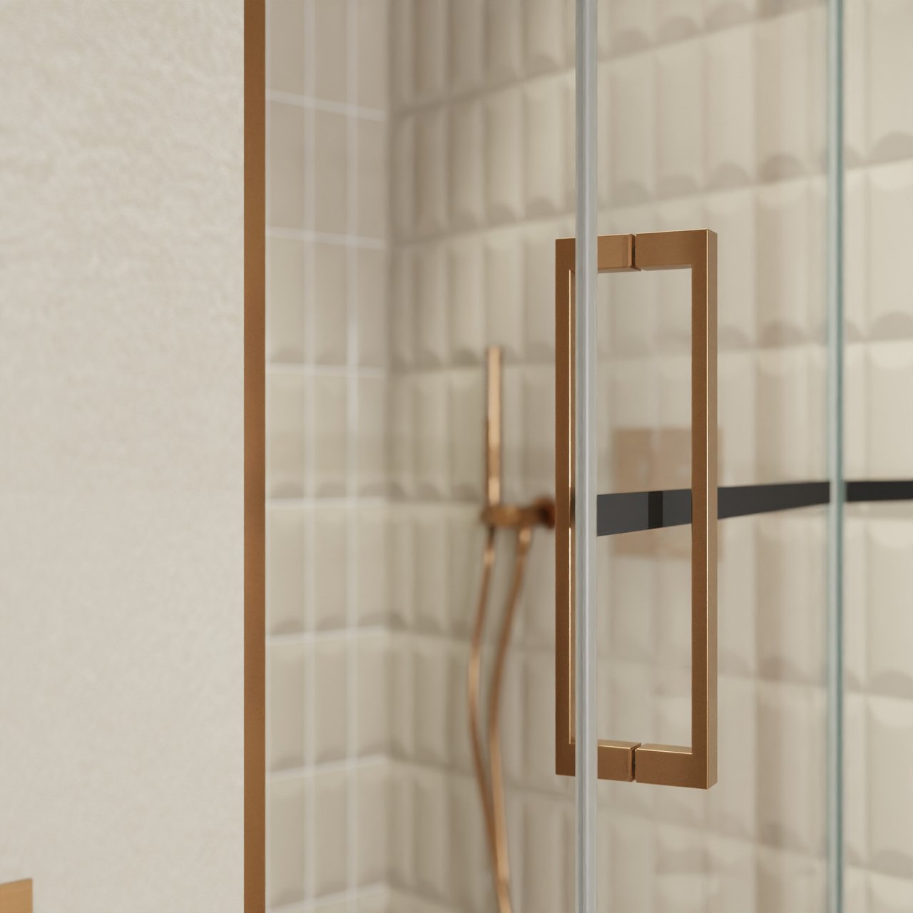 Balmani Senses Design porte pivotante à droite 100 cm x 210 cm verre Lined, Profil Brushed Rosegold