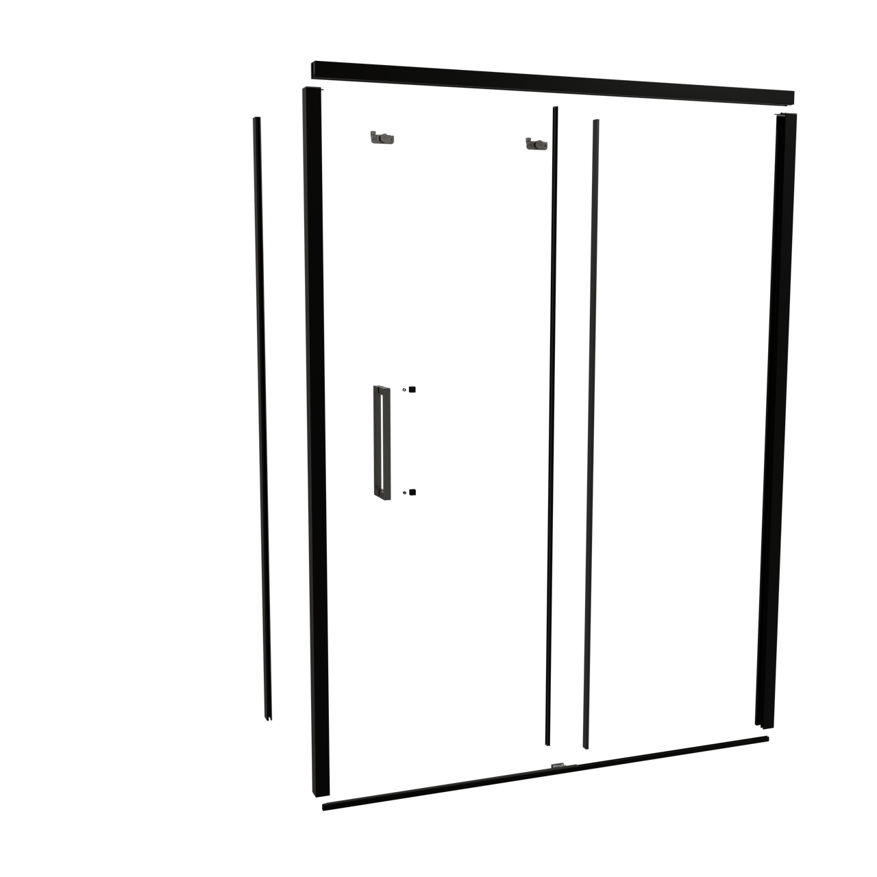 Balmani Senses Design 160 cm rechts douchecabine met schuifdeur profielenset mat zwart