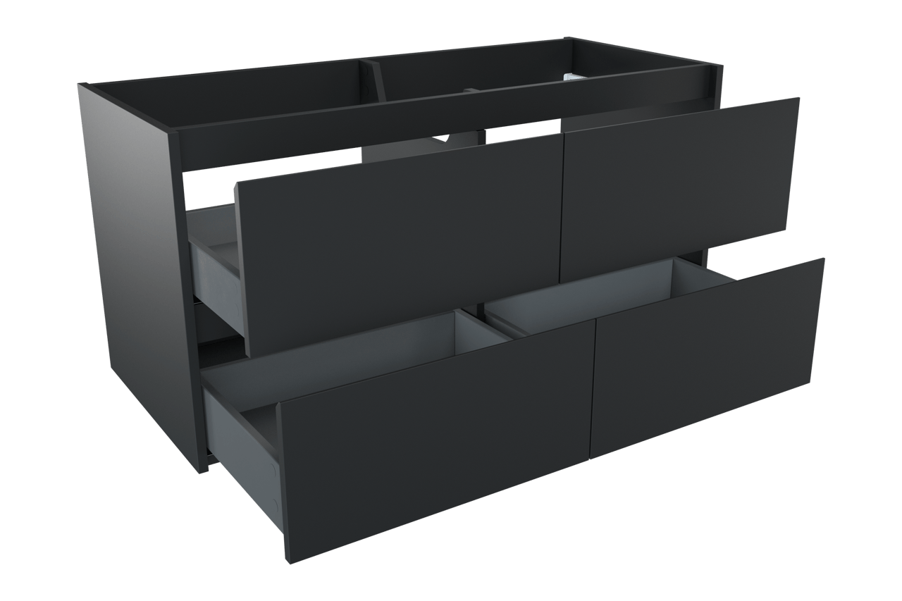 Storke Seda meuble sous-vasque suspendu 120 x 52 cm Noir Mat 4 tiroirs