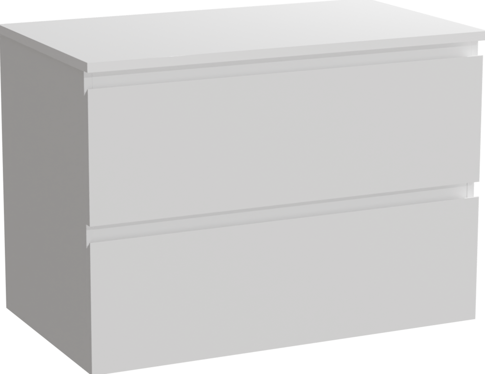 Linie Lado meuble salle de bains suspendu 80 x 46 cm blanc mat avec Lado tablette simple en marbre composite blanc mat