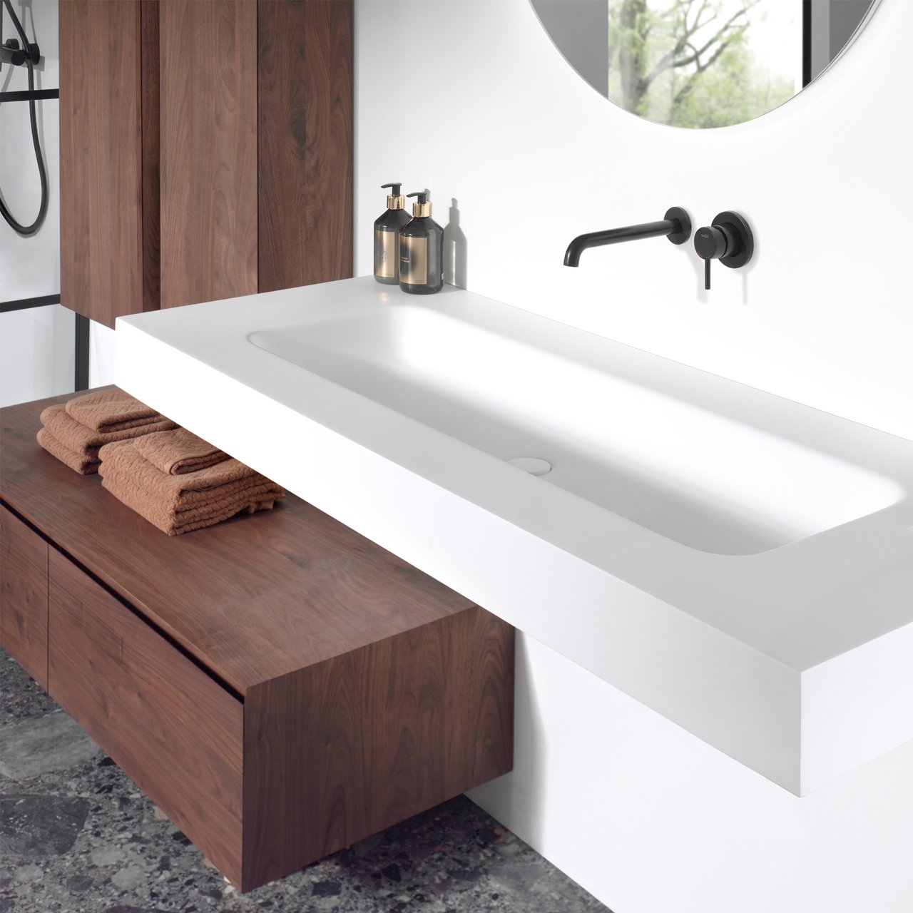 Blaufoss Round robinet de lavabo à encastrer noir mat incl élément intégré