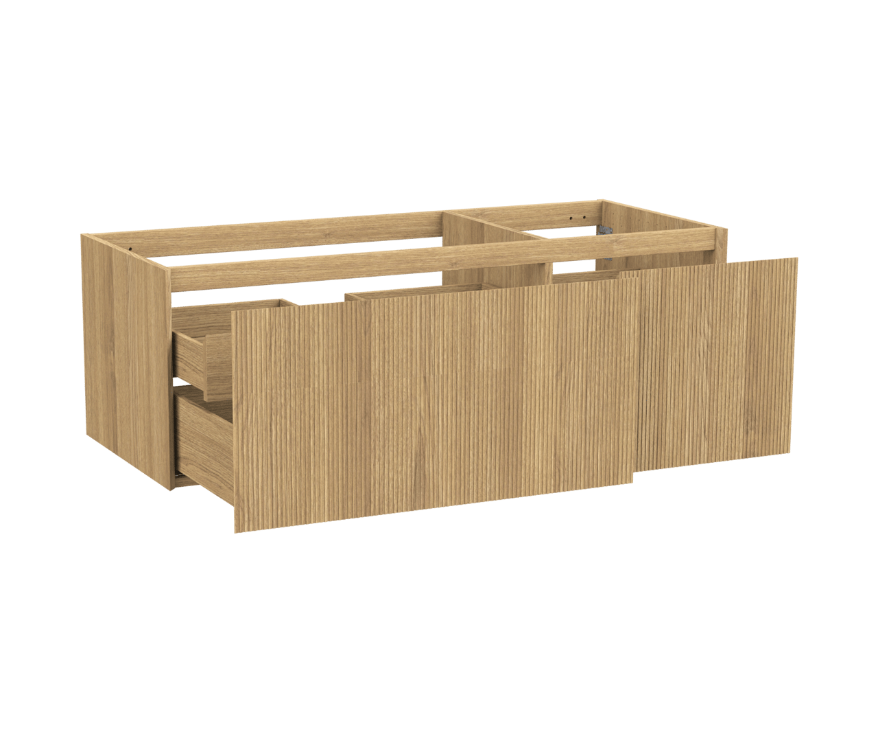 Balmani Fila meuble sous-lavabo suspendu 135 x 55 cm asymétrique gauche placage chêne naturel 4 tiroirs