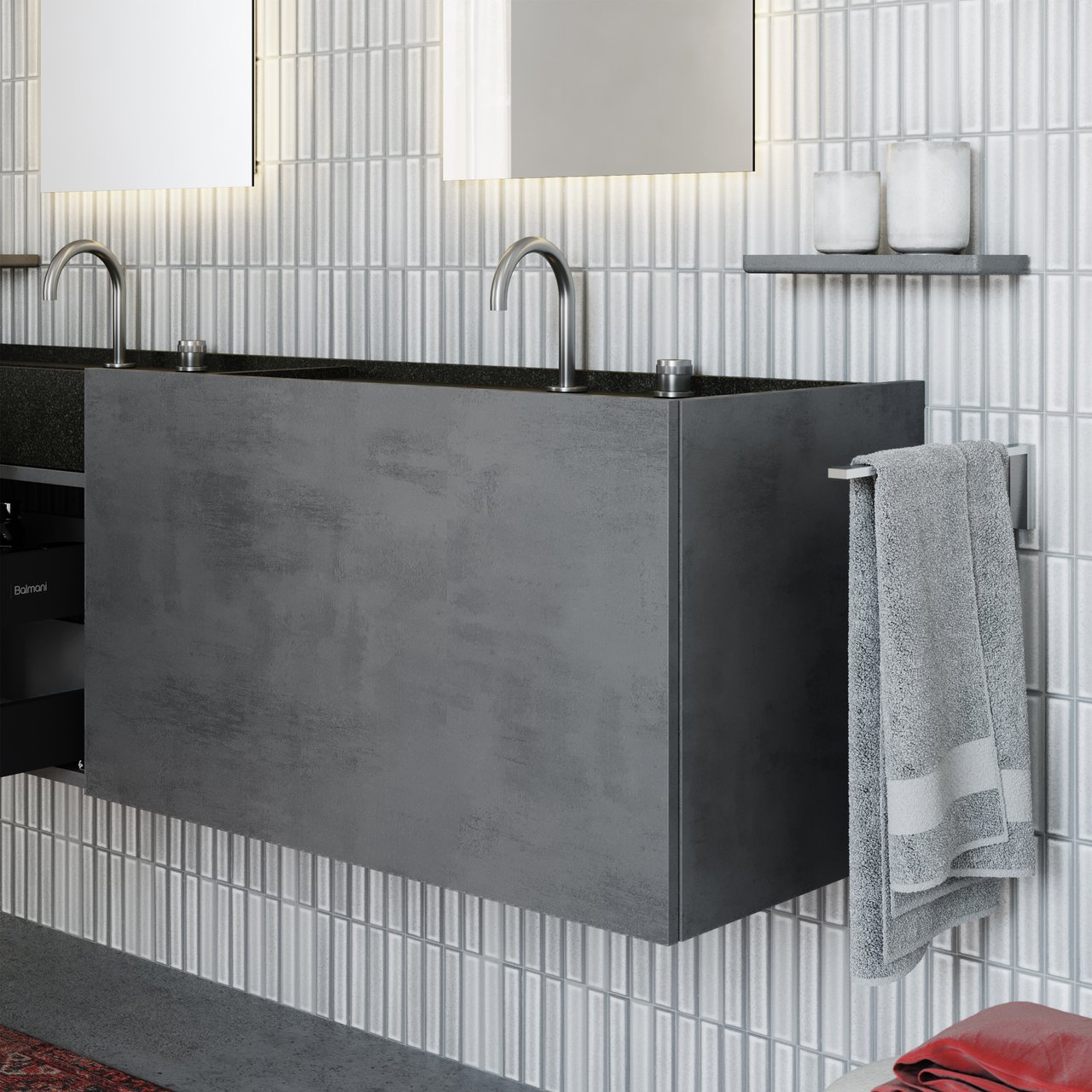 Blaufoss Pavilion Curve Waschbecken Armatur: Brushed Coolmetal