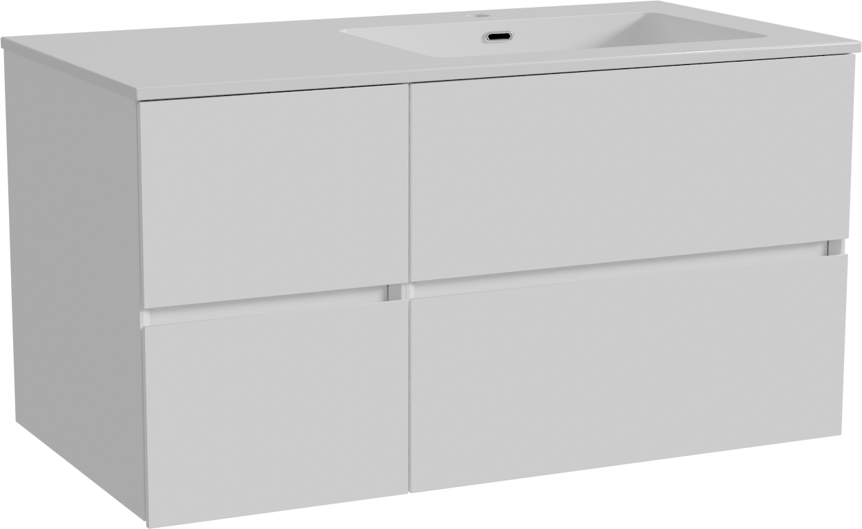 Storke Edge meuble salle de bains suspendu 100 x 52 cm blanc brillant avec Diva vasque asymétrique droite en marbre composite blanc brillant