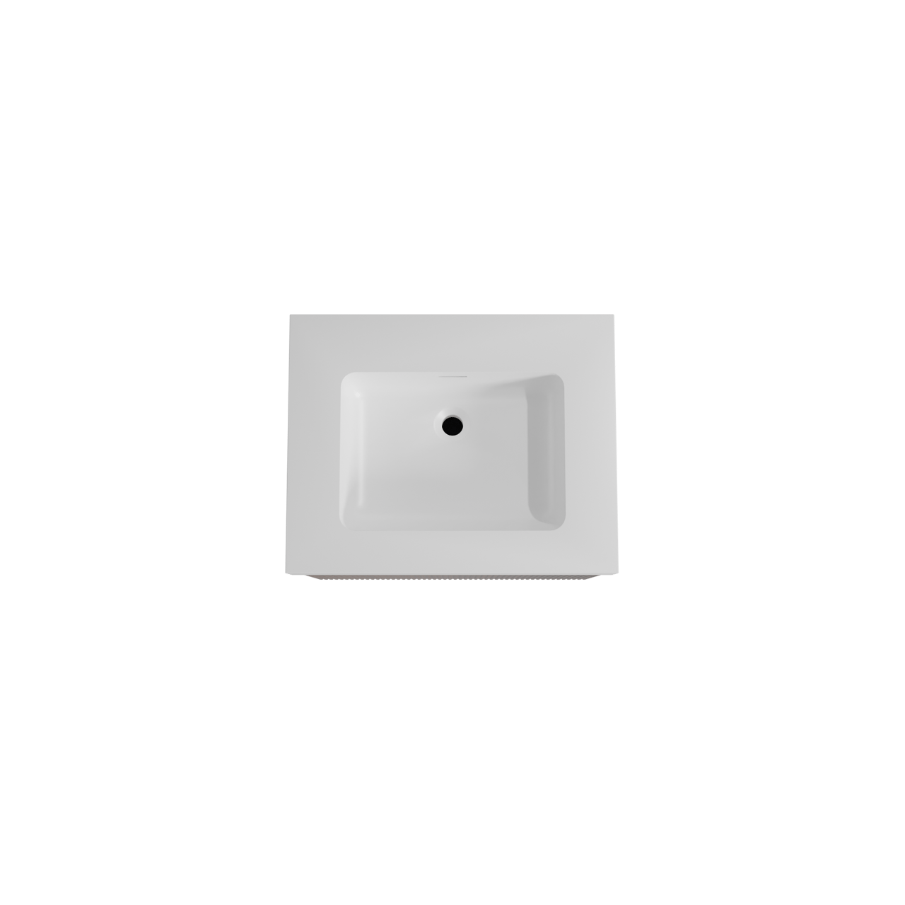 Storke Ribs meuble salle de bains suspendu 65 x 52 cm noyer avec Mata High plan simple en solid surface blanc mat, Nervure droite symétrique verticale