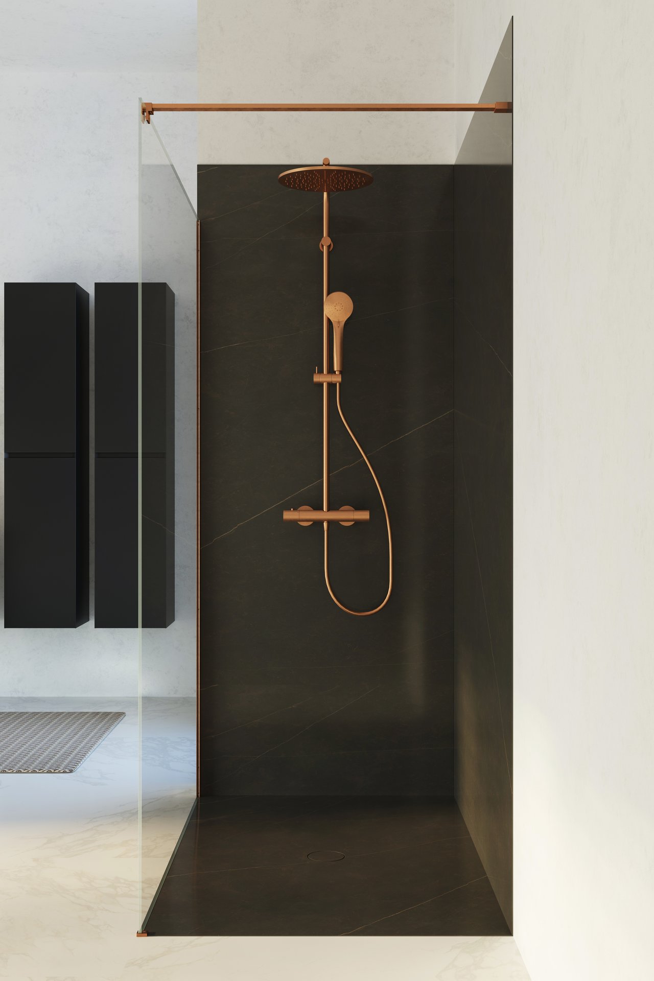 Blaufoss Round 300 colonne de douche de pluie mitigeur thermostatique Brushed Rosegold