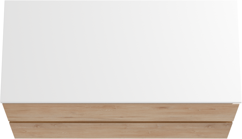 Linie Lado zwevend badkamermeubel 100 x 46 cm natuur eik met Lado enkel of dubbel tablet in composietmarmer mat wit