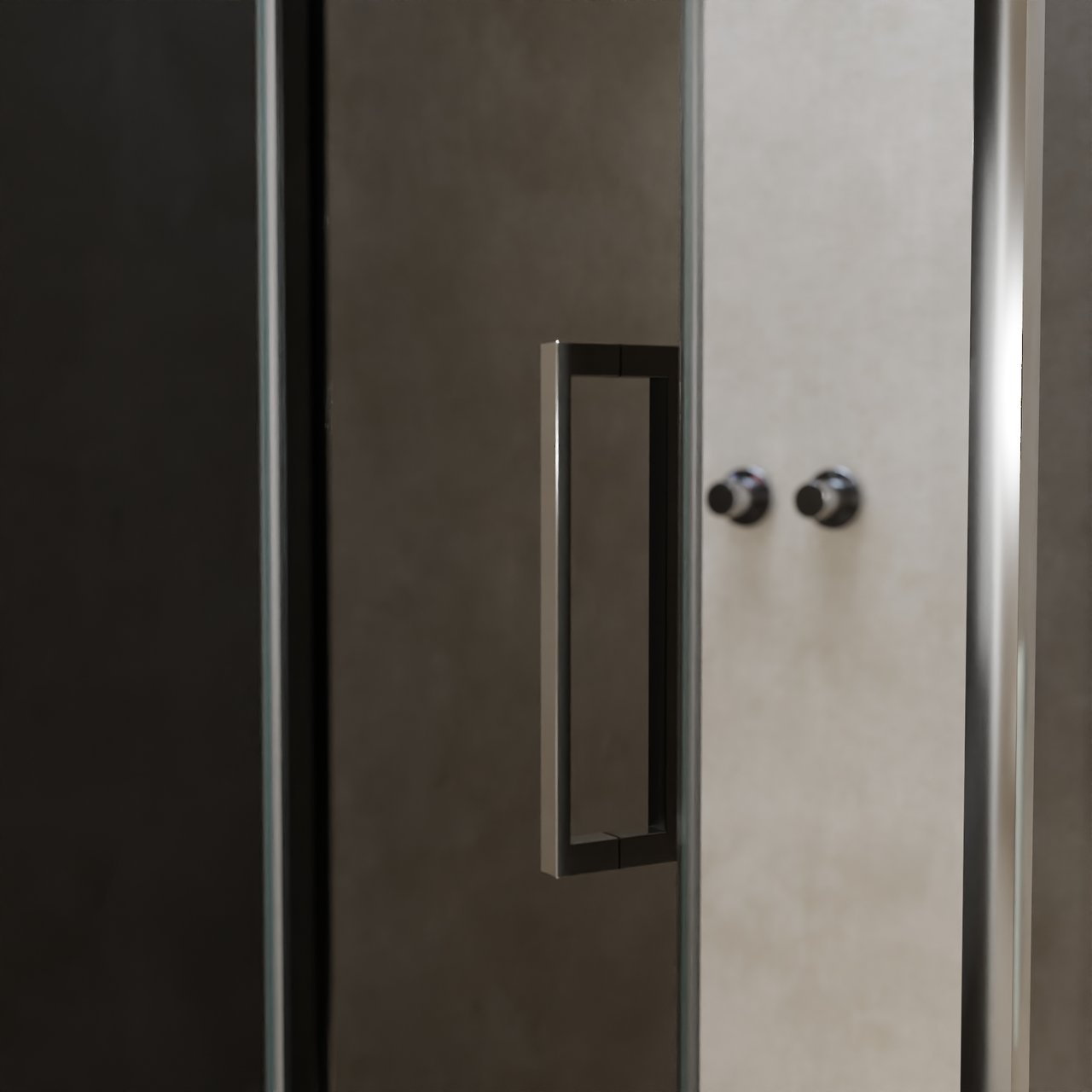 Balmani Senses Design douche en coin avec porte pivotante à gauche et paroi latérale fixe, 120 x 90 cm, Verre fumé, Profil chrome, coating inclus, coating inclus