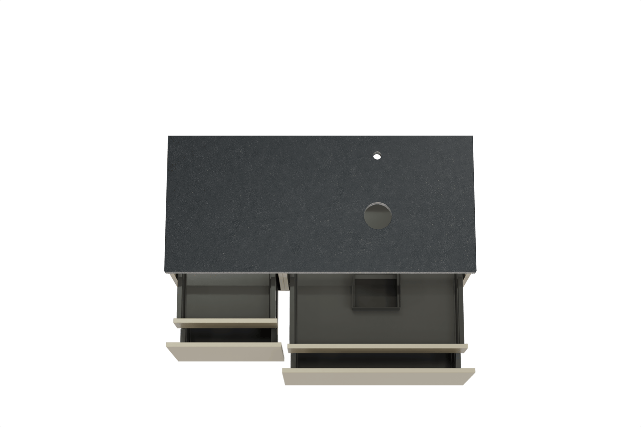 Balmani Sfera zwevend badmeubel 120 x 55 cm dune met Rock asymmetrisch rechtse wastafel in zwart graniet