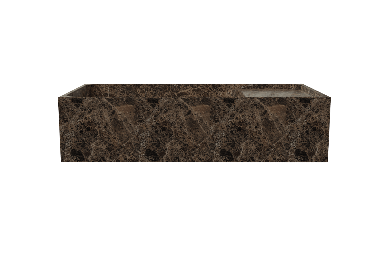 Balmani Forma zwevend toiletmeubel 42 x 21 cm amerikaanse notelaar met Dama wastafel in Dark Emperador marmer