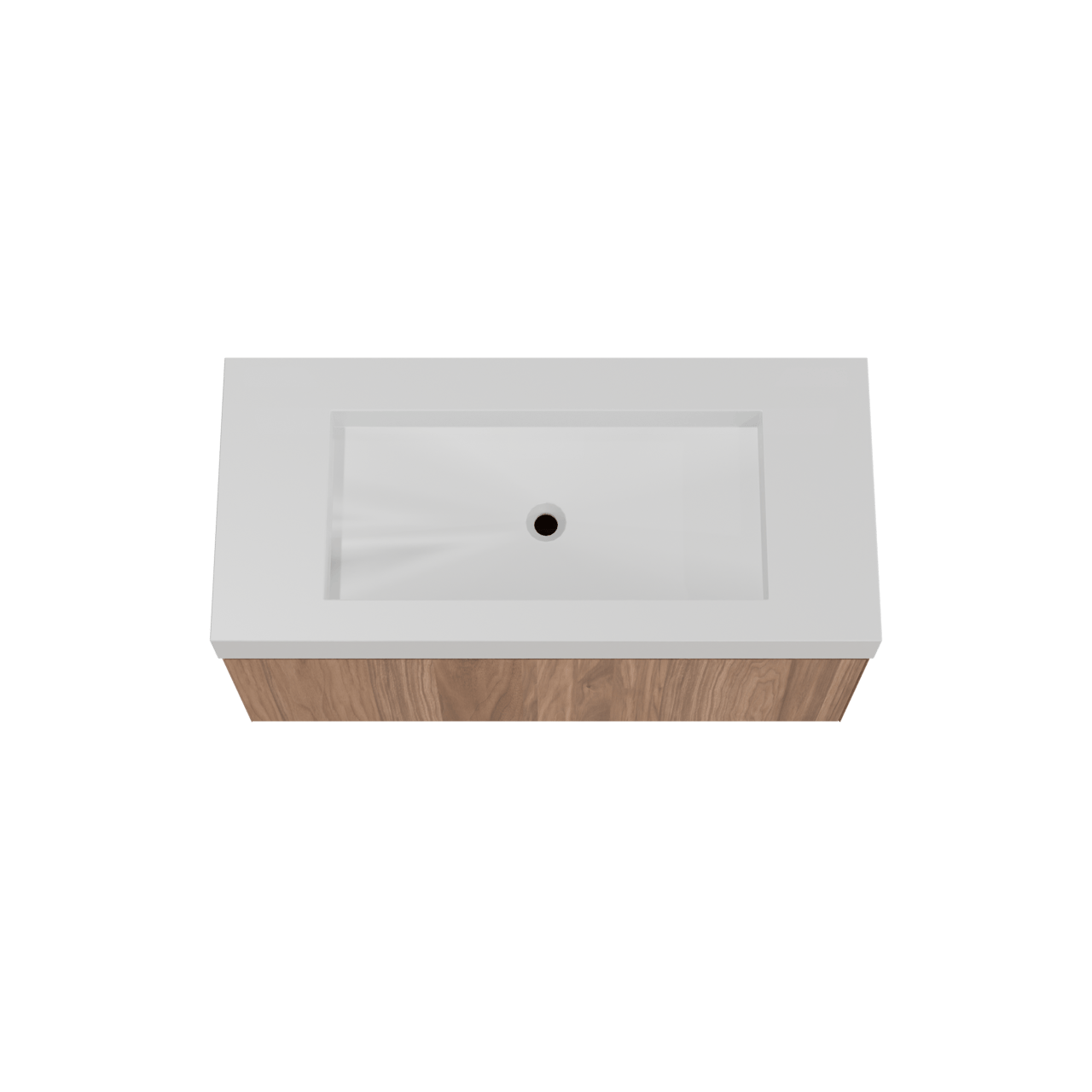 Balmani Idra meuble salle de bains suspendu 120 x 55 cm noyer avec Modus plan simple pour 2 trous de robinet en solid surface blanc mat