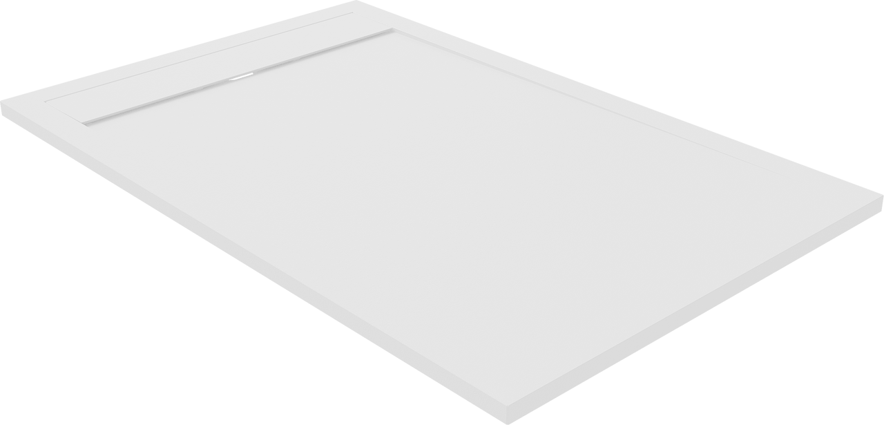 Luca Varess Dandy douchebak 140 x 90 cm composietmarmer mat wit rock structuur