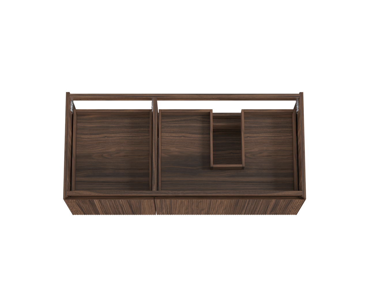 Balmani Fila hängender Waschbeckenunterschrank: 120 x 55 cm, asymmetrisch rechts, Nussbaum, Furnierholz, 4 Schubladen