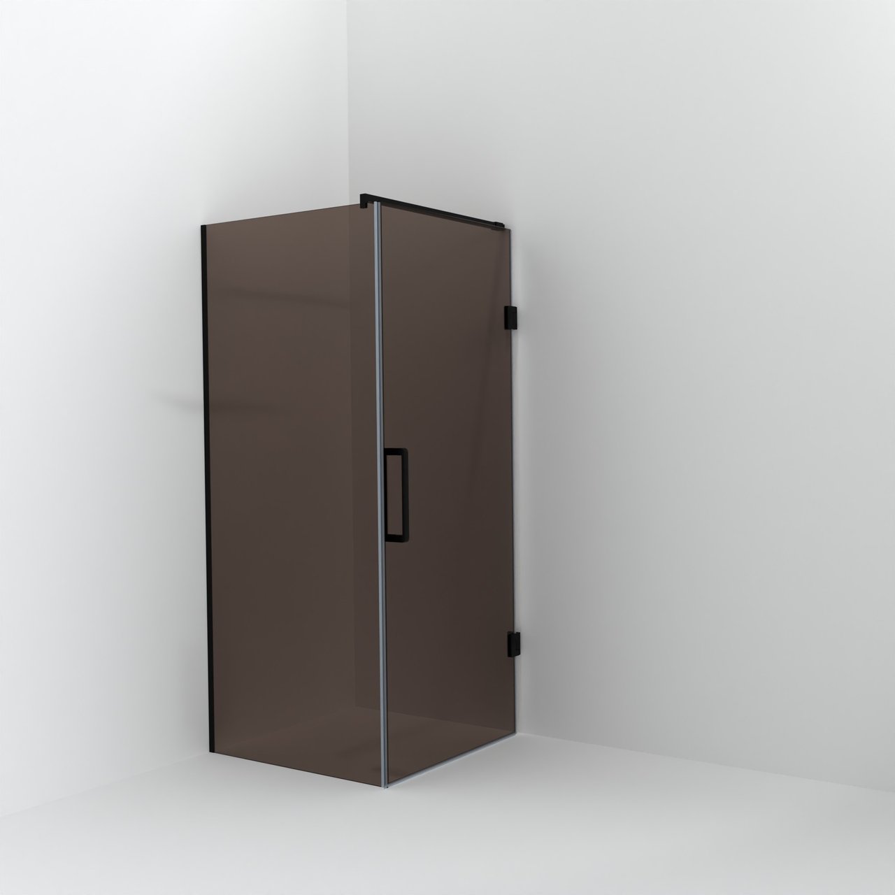 Balmani Modular douche à l'italienne avec porte: 90 x 200 cm avec porte 90 cm, Verre bronze, Profil Noir mat