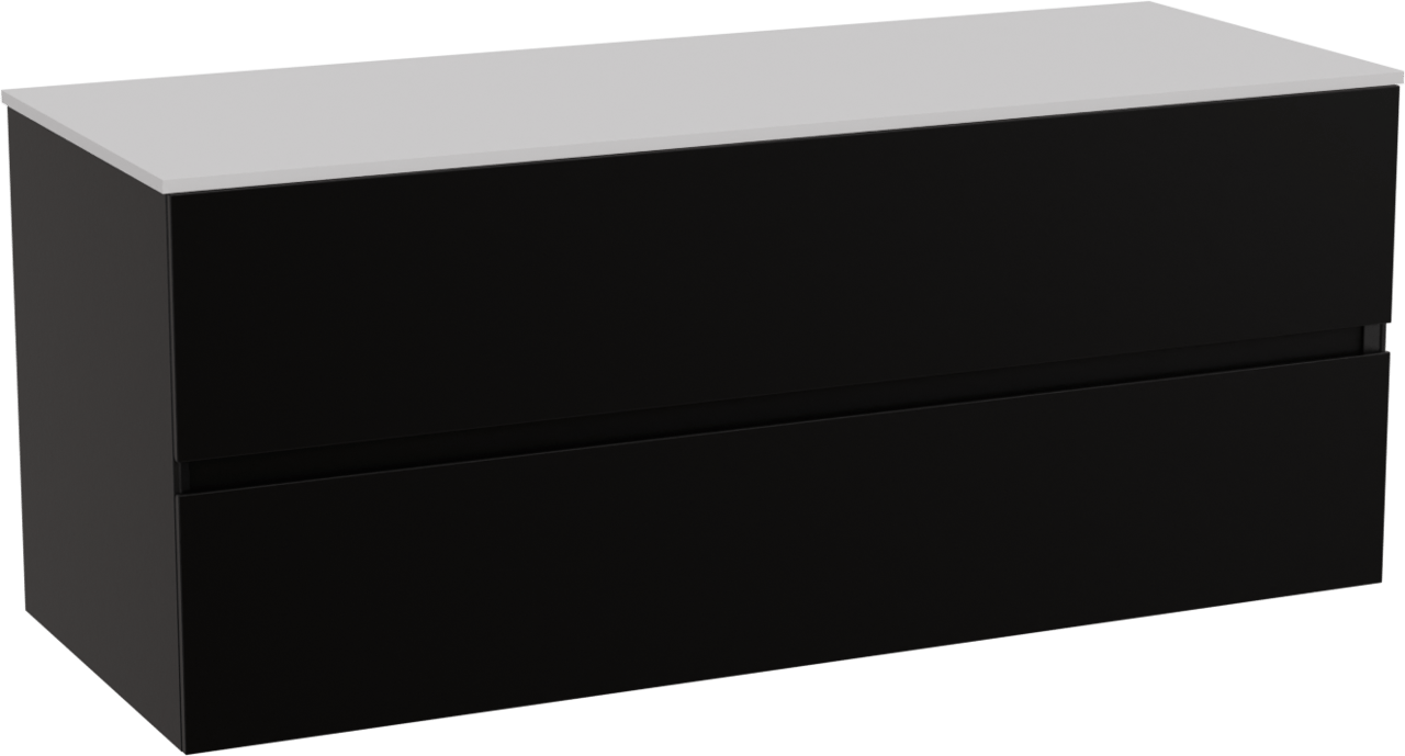 Storke Edge zwevend badmeubel 120 x 46 cm mat zwart met Tavola enkel of dubbel wastafelblad in solid surface mat wit