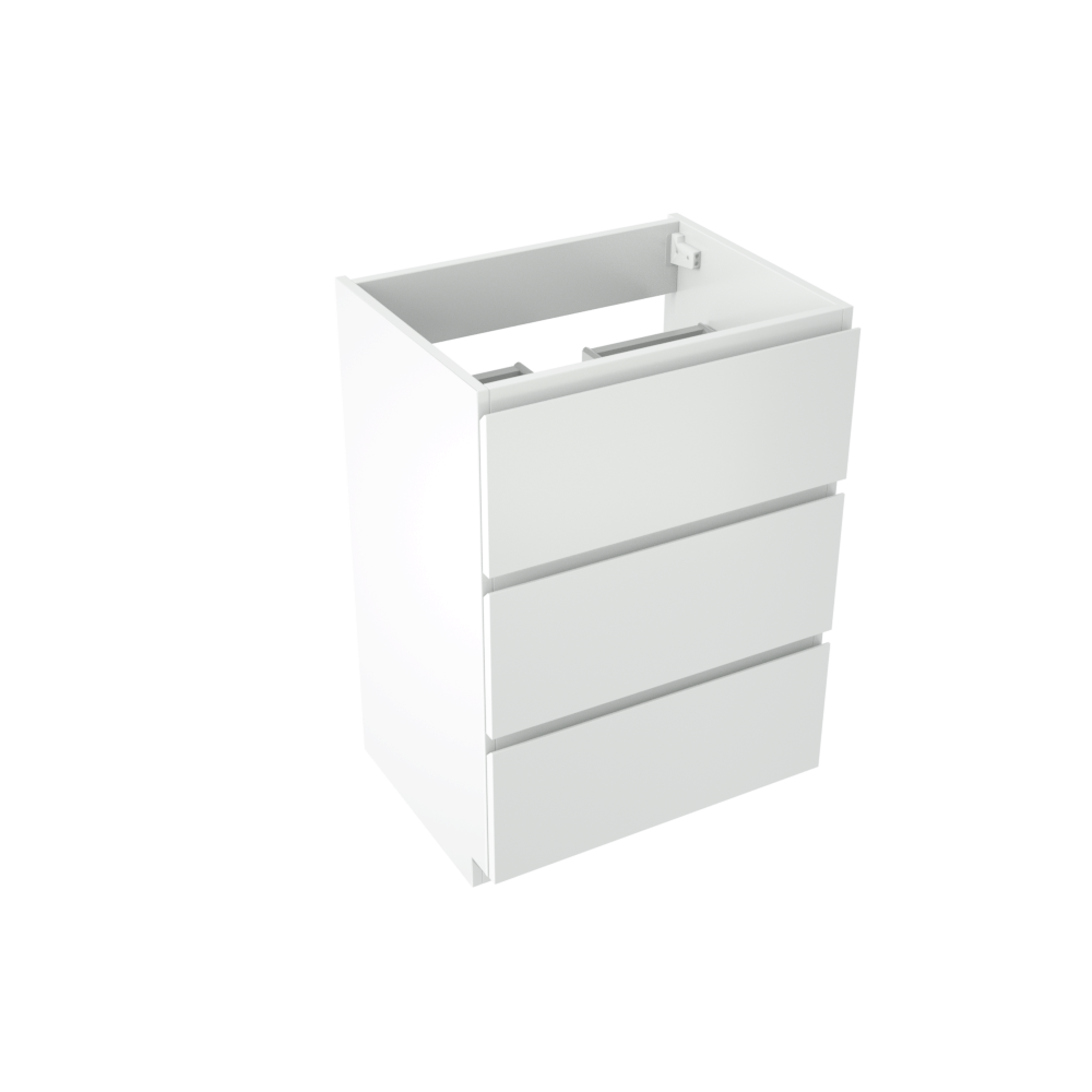 Storke Delta meuble sous-lavabo a poser 60 x 48 cm blanc mat 3 tiroirs
