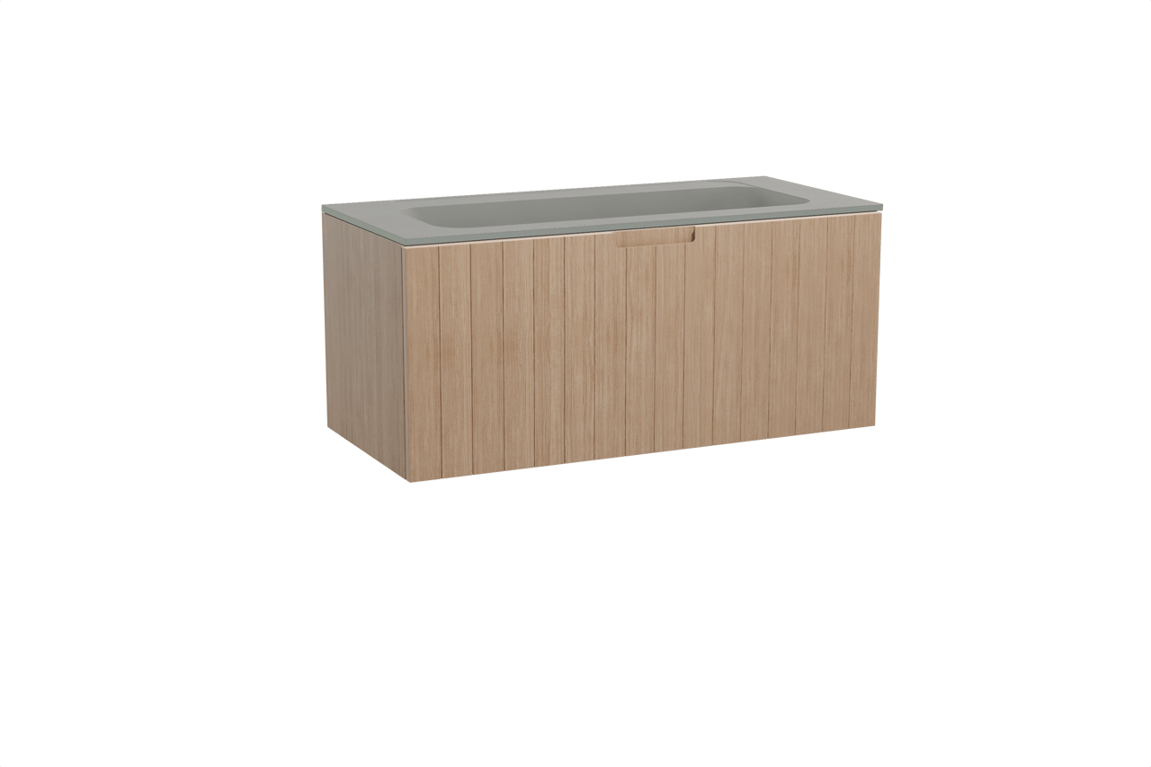 Balmani Adagio meuble salle de bains suspendu 120 x 55 cm chêne vieilli avec Tablo Strada plan simple pour 2 trous de robinet en marbre composite soie grise