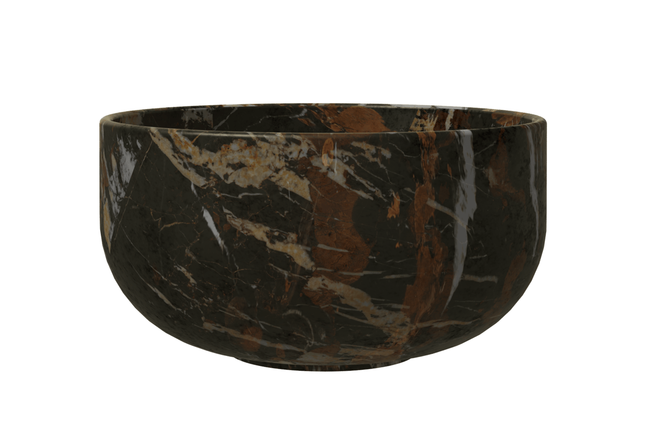 Balmani Mitra zwevend toiletmeubel 42 x 21 cm natuur eik met Facetta tablet en Bowl waskom in Portoro Gold marmer