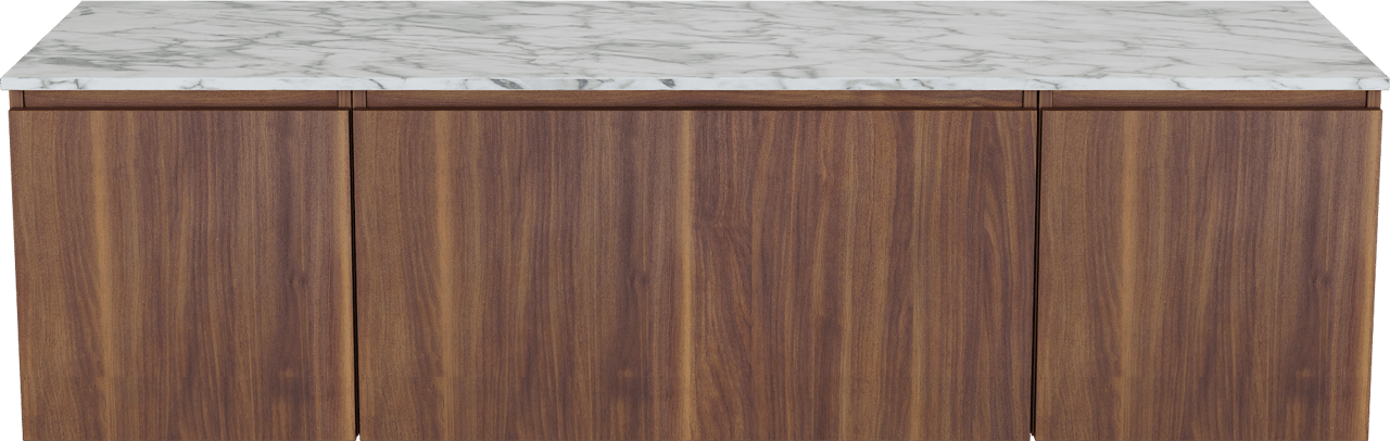 Balmani Sfera meuble salle de bains suspendu 180 x 55 cm noyer américain avec Stretto tablette simple ou double en marbre carrara