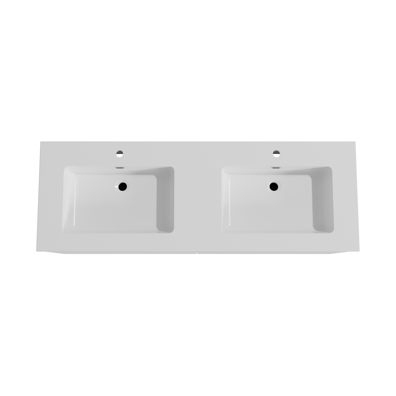 Storke Edge meuble salle de bains suspendu 150 x 52 cm blanc mat avec Diva double vasque en marbre composite blanc brillant