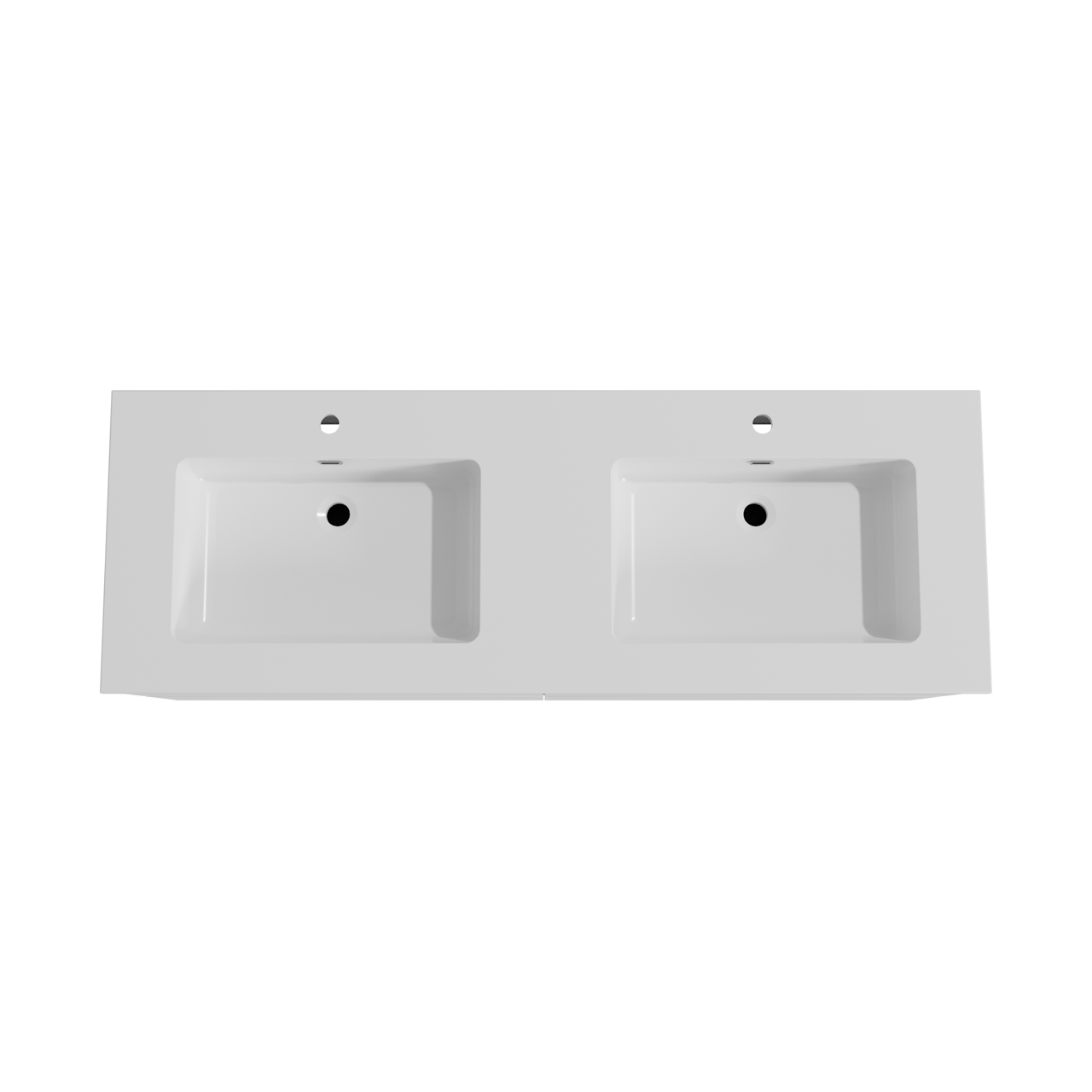 Storke Edge zwevend badkamermeubel 150 x 52 cm mat wit met Diva dubbele wastafel in composietmarmer glanzend wit