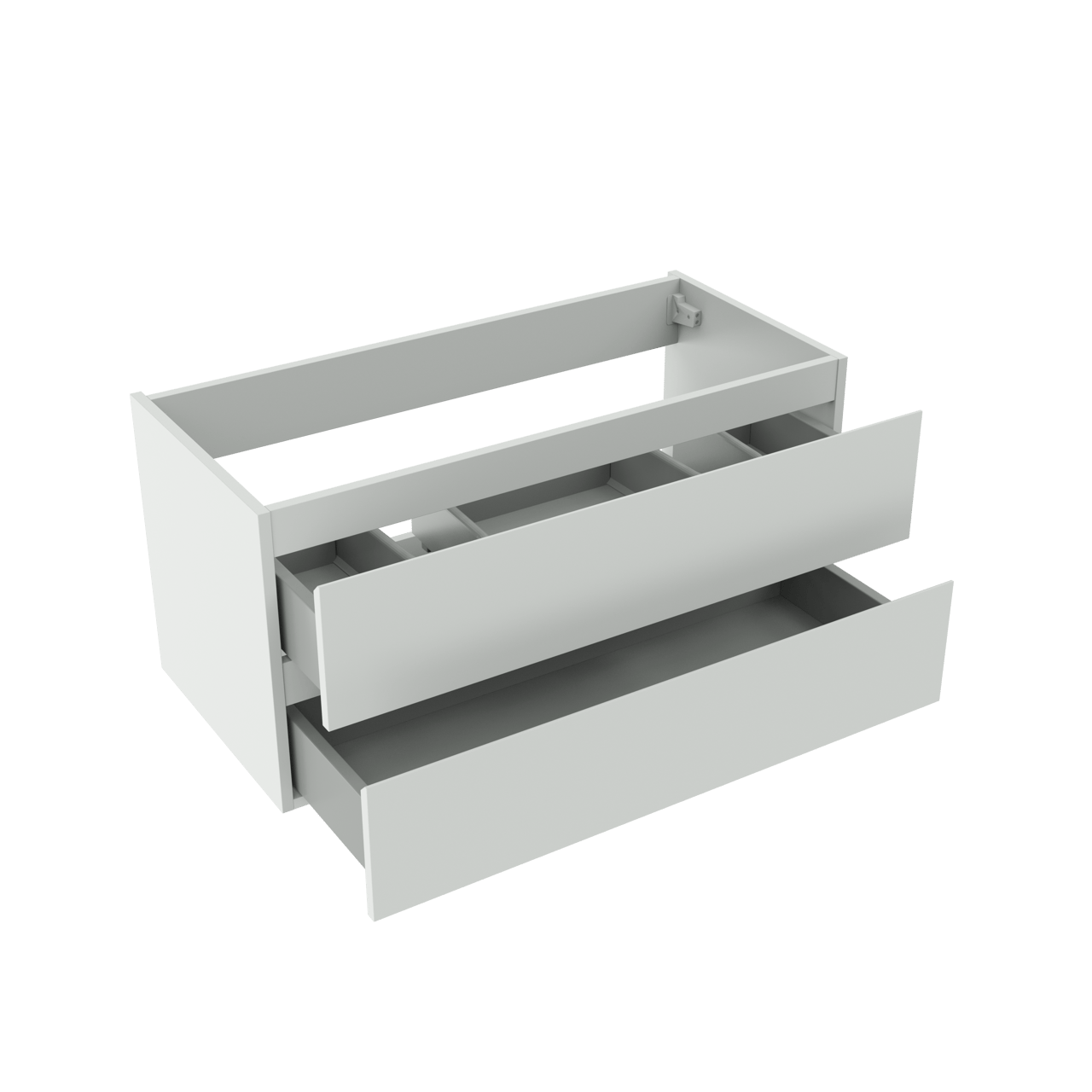 Storke Delta zwevende wastafelonderkast 100 x 48 cm 2 sifonuitsparingen mat wit 2 lades 2 sifonuitsparingen