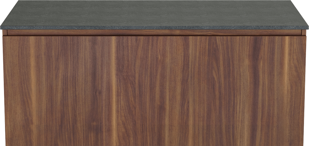Balmani Sfera by Lucida meuble salle de bains suspendu 120 x 55 cm noyer américain avec Stretto tablette simple en granit noir