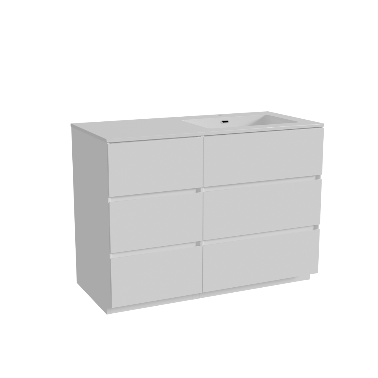 Storke Edge staand badkamermeubel 110 x 52 cm glanzend wit met Diva asymmetrisch rechtse wastafel in composietmarmer glanzend wit