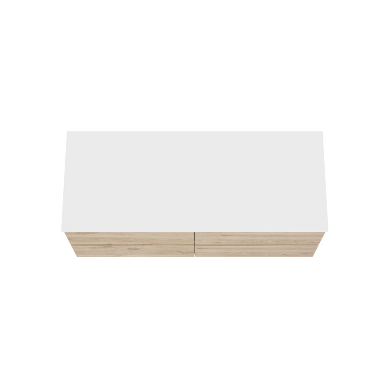 Balmani Lucida meuble salle de bains suspendu 135 x 55 cm chêne brut avec Stretto tablette simple ou double en solid surface blanc mat