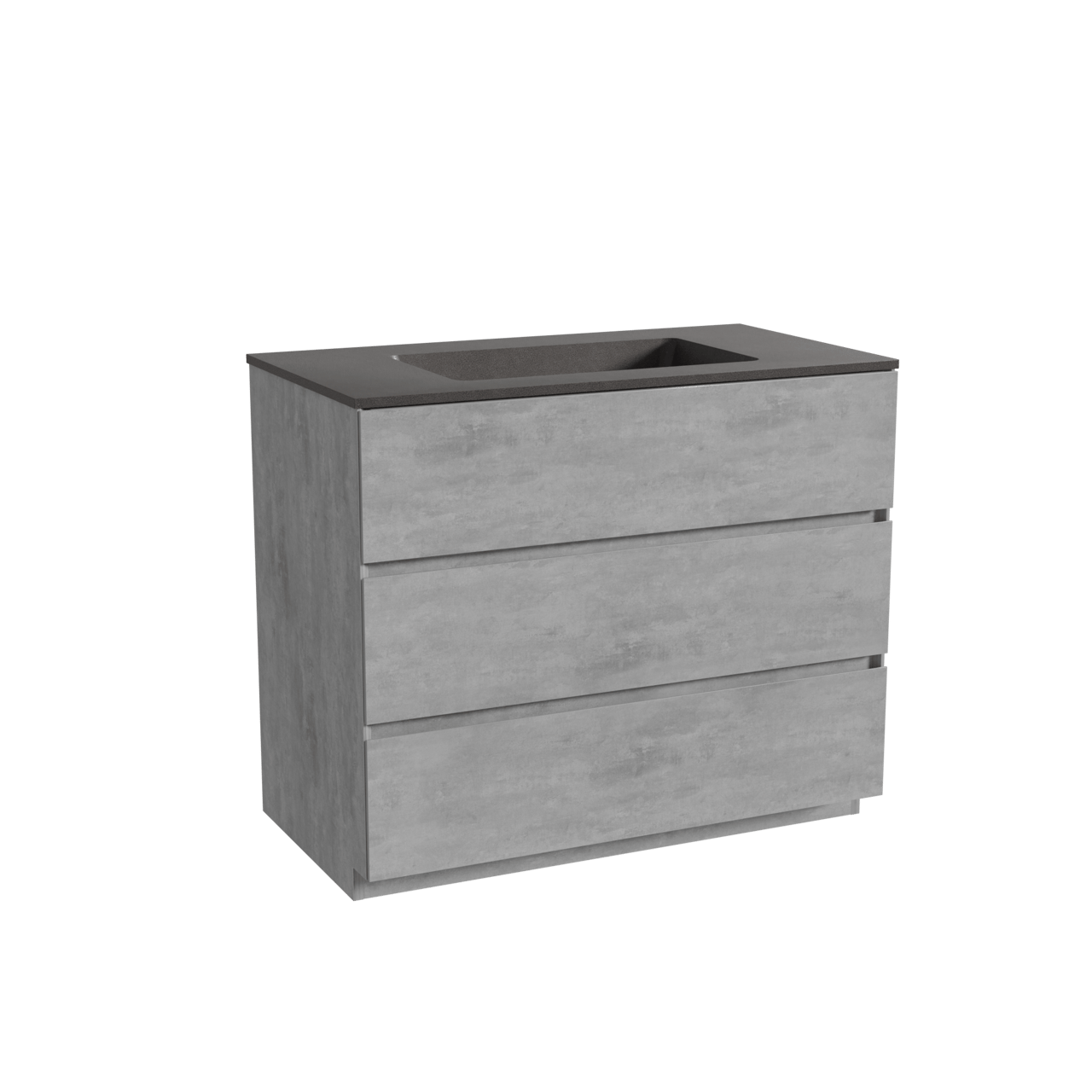 Storke Edge meuble salle de bains à poser 95 x 52 cm béton gris foncé avec Scuro plan simple en quartz noir mat