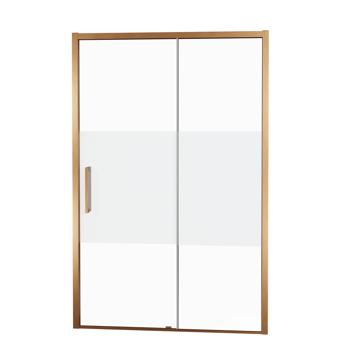 Balmani Senses Design porte coulissante à droite 140 cm x 210 cm verre transparent avec bande matte, Profil Brushed Rosegold