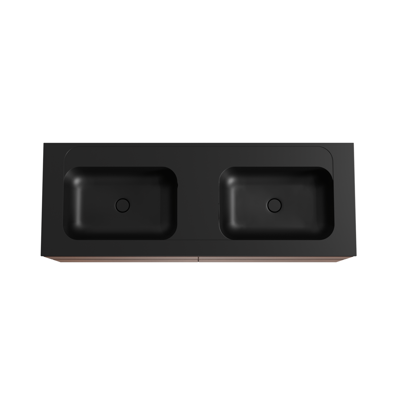 Balmani Mitra meuble salle de bains suspendu 150 x 55 cm noyer avec Tablo Strada double vasque en marbre composite noir mat